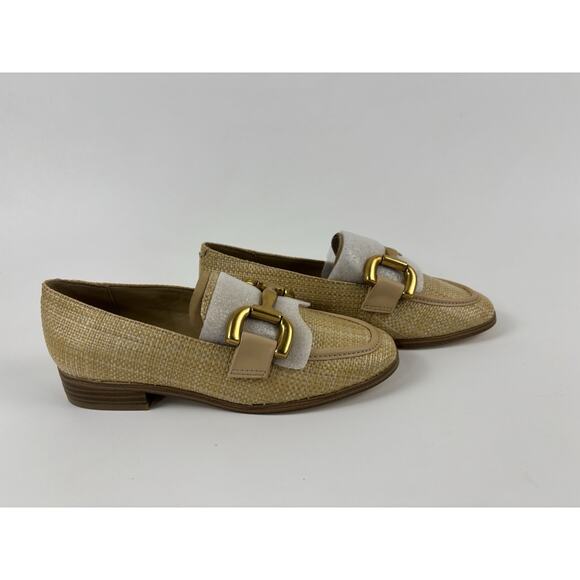Nine West Women’s LilmaP2 Loafer Natural Raffia & Gold Color, Size 5M - Picture 1 of 14